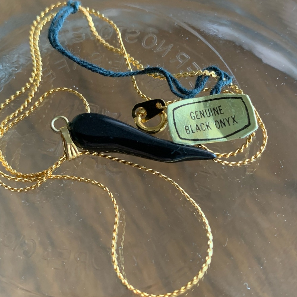 New Black Onyx Tusk Pendant Necklace